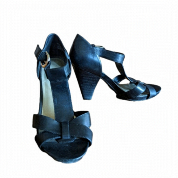 Black leather heels by Me Too, Danika woman's Size 7.5 - Picture 1 of 13